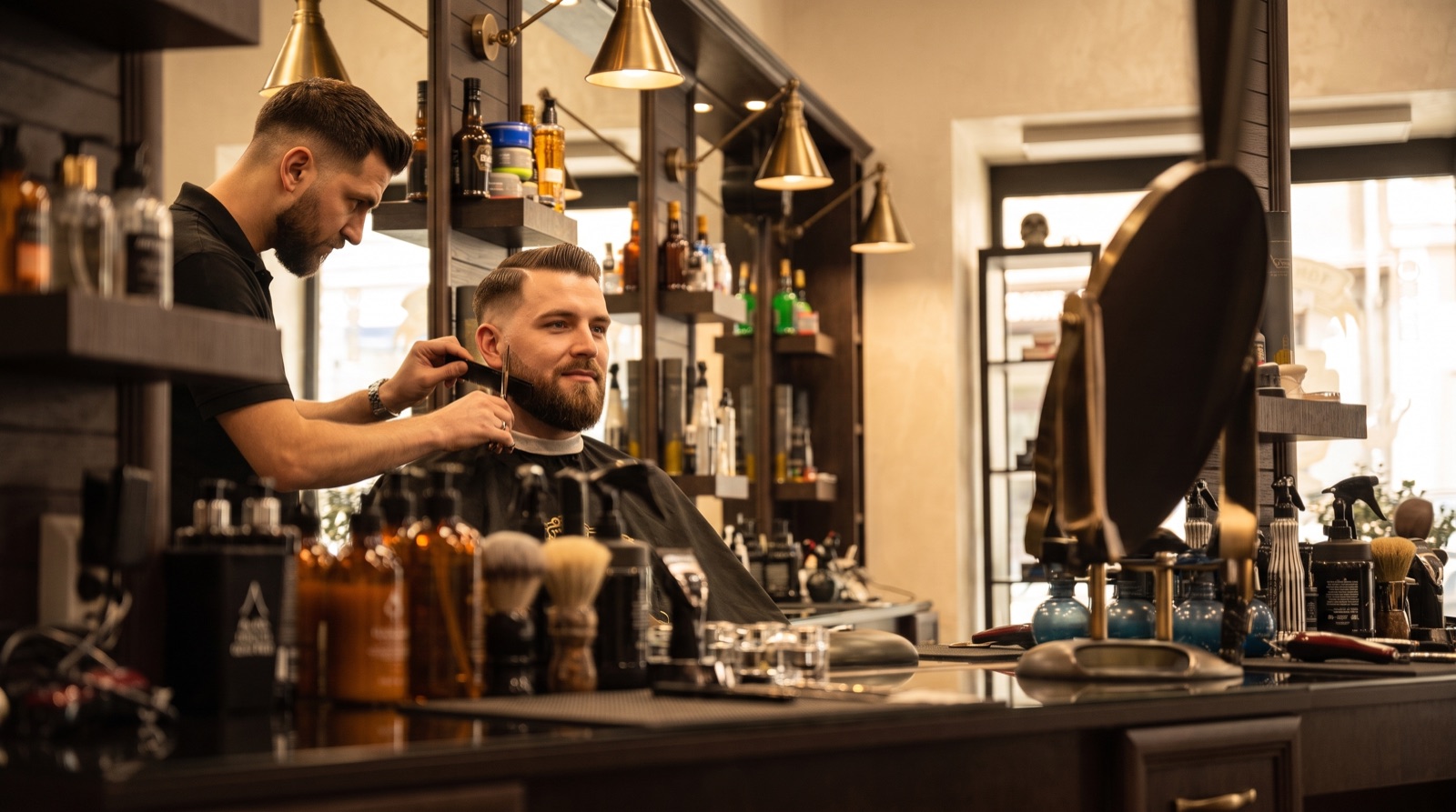 Herrenfriseur Wien bei der Arbeit — präziser Bartschnitt und frischer Look bei Hakim Styling